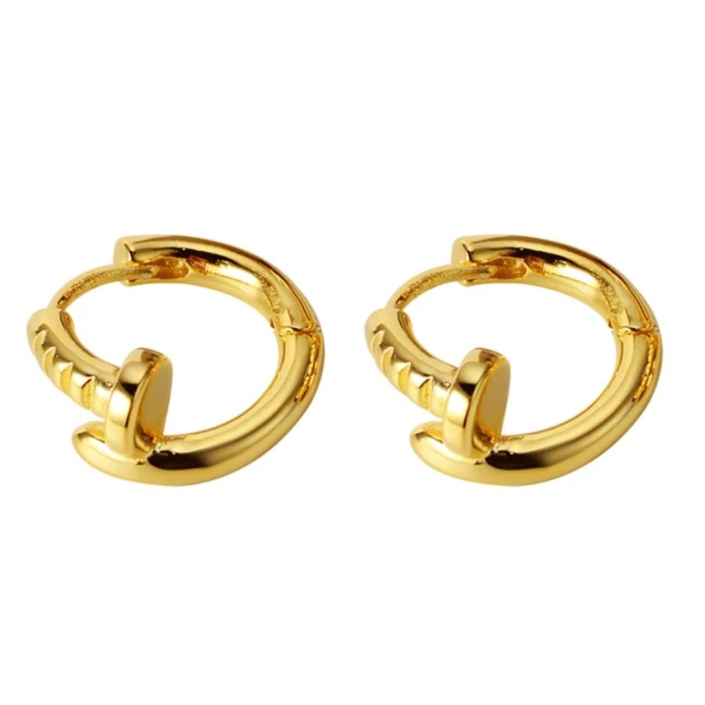 Little Nails s925 Silver 18k Gold Small Hoop Huggie Dad Father Husband Work Gift